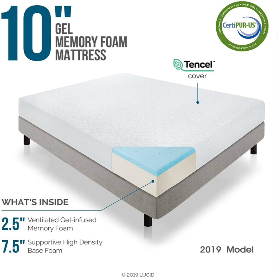 lucid memory foam mattress, lavender topper, lucid memory foam mattress topper, amazon lucid mattress