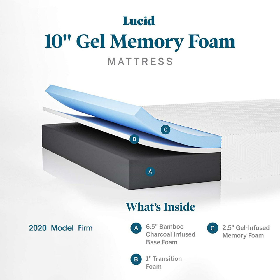 lucid comfort collection, lucid queen mattress, lucid king mattress, lucid 10 gel memory foam mattress